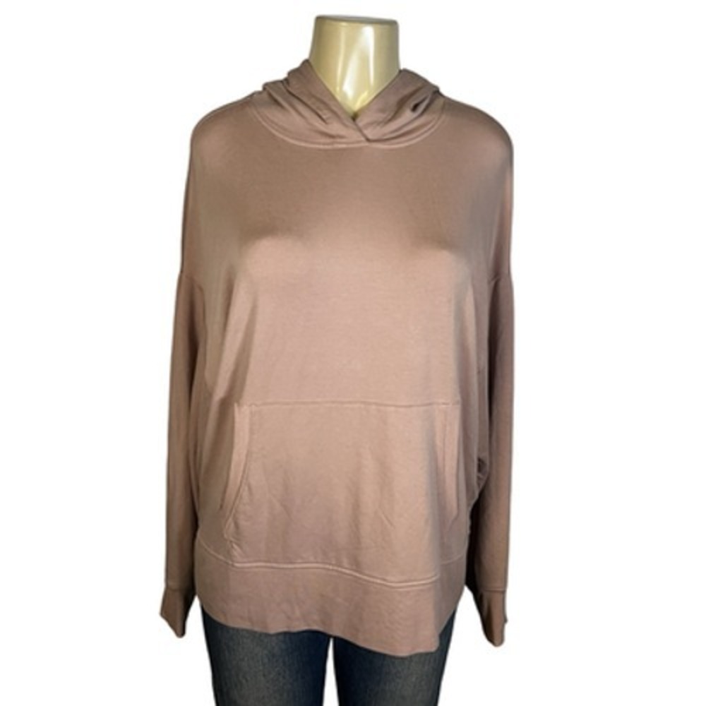 Athleta Hoodie Womens Large Pink Balance Pullover Kangaroo Pocket Super Soft